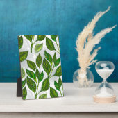 Naadloos patroon met groene theelbladeren fotoplaat (Zijkant)