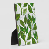 Naadloos patroon met groene theelbladeren fotoplaat (Zijkant)