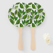 Naadloos patroon met groene theelbladeren handwaaier (Voorkant en achterkant)