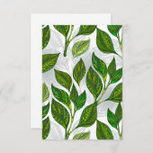 Naadloos patroon met groene theelbladeren informatiekaartje (Voorkant / Achterkant)