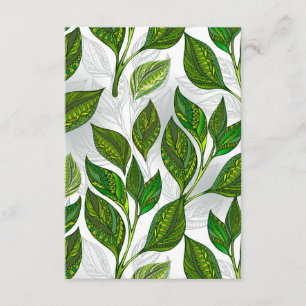 Naadloos patroon met groene theelbladeren informatiekaartje