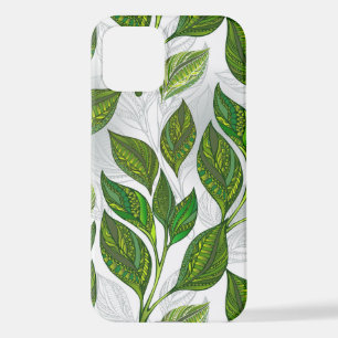 Naadloos patroon met groene theelbladeren iPhone 12 hoesje