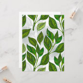 Naadloos patroon met groene theelbladeren kaart (Voorkant / Achterkant in situ)