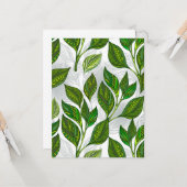 Naadloos patroon met groene theelbladeren kaart (Voorkant / Achterkant in situ)