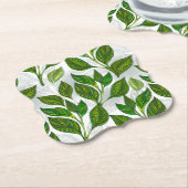 Naadloos patroon met groene theelbladeren kartonnen onderzetters (Gekanteld)