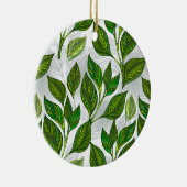 Naadloos patroon met groene theelbladeren keramisch ornament (Rechts)
