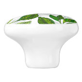 Naadloos patroon met groene theelbladeren keramische knop (Zijkant)