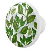Naadloos patroon met groene theelbladeren keramische knop (Rechts)