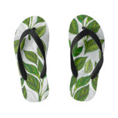Naadloos patroon met groene theelbladeren kinder teenslippers (Voetbed)