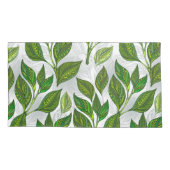 Naadloos patroon met groene theelbladeren kussensloop (Achterkant-Links)