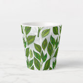 Naadloos patroon met groene theelbladeren latte mok (Voorkant)