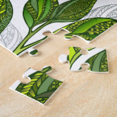 Naadloos patroon met groene theelbladeren legpuzzel (Zijkant)
