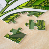 Naadloos patroon met groene theelbladeren legpuzzel (Zijkant)