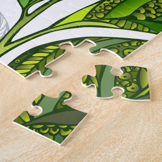 Naadloos patroon met groene theelbladeren legpuzzel (Zijkant)