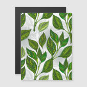 Naadloos patroon met groene theelbladeren magnetische uitnodiging (Voorkant / Achterkant)