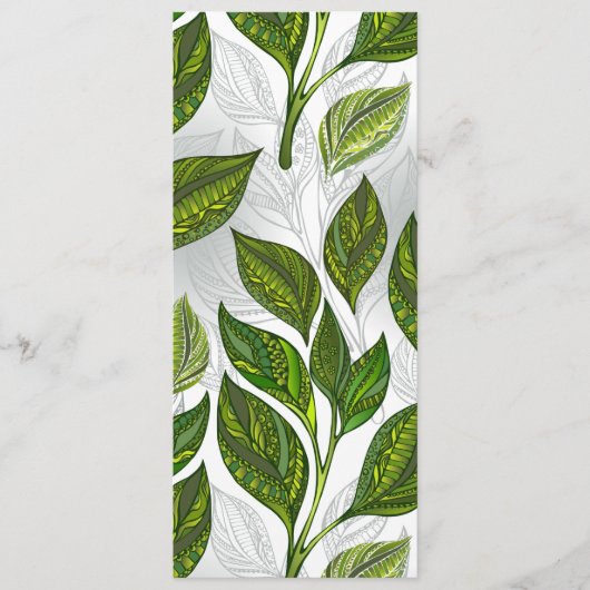 Naadloos patroon met groene theelbladeren menu (Voorkant)