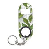 Naadloos patroon met groene theelbladeren mini flessenopener (Voorkant)