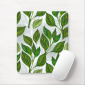 Naadloos patroon met groene theelbladeren muismat (Met muis)