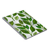 Naadloos patroon met groene theelbladeren notitieboek (Rechterzijde)