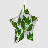 Naadloos patroon met groene theelbladeren ornament (voorkant)