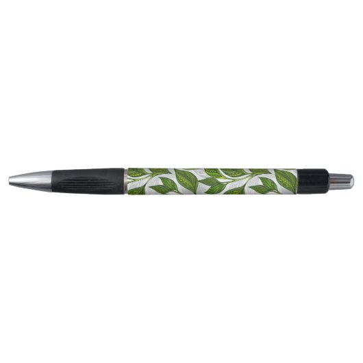 Naadloos patroon met groene theelbladeren pen (Voorkant)