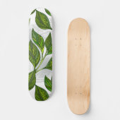 Naadloos patroon met groene theelbladeren persoonlijk skateboard (Voorkant)