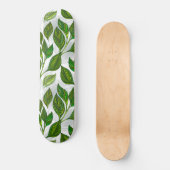 Naadloos patroon met groene theelbladeren persoonlijk skateboard (Voorkant)