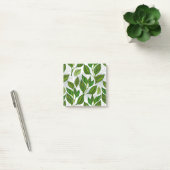 Naadloos patroon met groene theelbladeren post-it® notes (Kantoor)