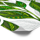 Naadloos patroon met groene theelbladeren poster (Hoek)