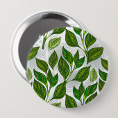 Naadloos patroon met groene theelbladeren ronde button 4,0 cm (Voorkant /achterkant)