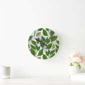 Naadloos patroon met groene theelbladeren ronde klok (Huis)