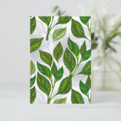 Naadloos patroon met groene theelbladeren RSVP kaartje (Staand voorkant)