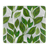 Naadloos patroon met groene theelbladeren snijplank (Voorkant)