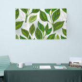 Naadloos patroon met groene theelbladeren spandoek (Beurs)