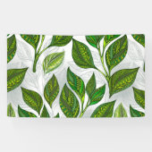 Naadloos patroon met groene theelbladeren spandoek (Horizontaal)