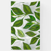 Naadloos patroon met groene theelbladeren spandoek (Verticaal)