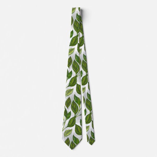 Naadloos patroon met groene theelbladeren stropdas (Voorkant)