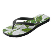 Naadloos patroon met groene theelbladeren teenslippers (Schuin)