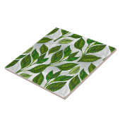 Naadloos patroon met groene theelbladeren tegeltje (Zijkant)