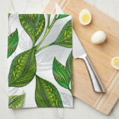 Naadloos patroon met groene theelbladeren theedoek (Quarter Fold)