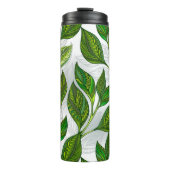 Naadloos patroon met groene theelbladeren thermosbeker (Voorkant)