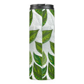 Naadloos patroon met groene theelbladeren thermosbeker (Achterkant)
