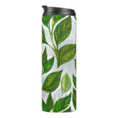 Naadloos patroon met groene theelbladeren thermosbeker (Geroteerd rechts)