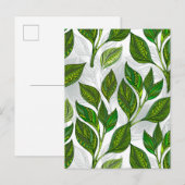 Naadloos patroon met groene theelbladeren uitnodiging briefkaart (Voorkant / Achterkant)