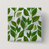 Naadloos patroon met groene theelbladeren vierkante button 5,1 cm (Voorkant)