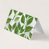 Naadloos patroon met groene theelbladeren visitekaartje (Achterkant)