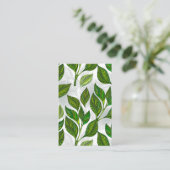 Naadloos patroon met groene theelbladeren visitekaartje (Staand voorkant)