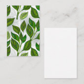 Naadloos patroon met groene theelbladeren visitekaartje (Voorkant / Achterkant)