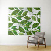 Naadloos patroon met groene theelbladeren wandkleed (In Situ (horizontaal))