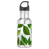 Naadloos patroon met groene theelbladeren waterfles (Voorkant)